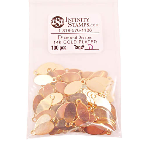 14k Gold Plated Jewelry Tag D - 100 Pack