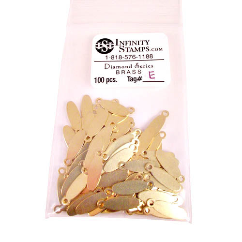 Brass Jewelry Tag E - 100 Pack
