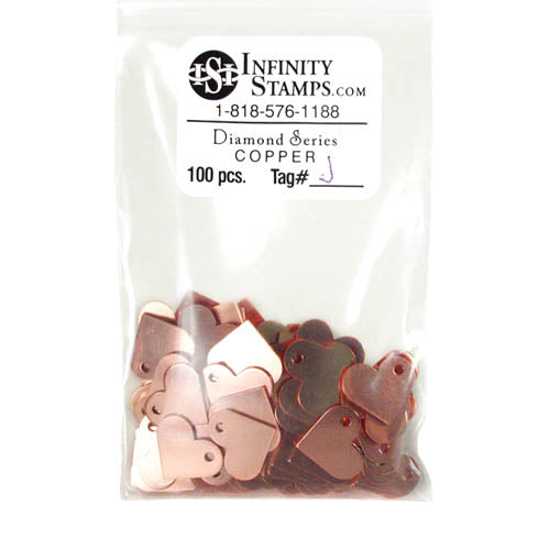 Copper Jewelry Tag J - 100 Pack