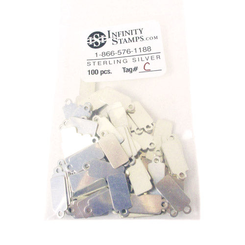 Sterling Silver Jewelry Tag C - 100 Pack