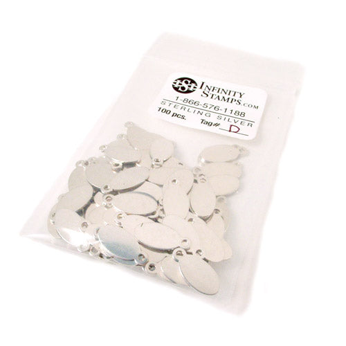 Sterling Silver Jewelry Tag D - 100 Pack