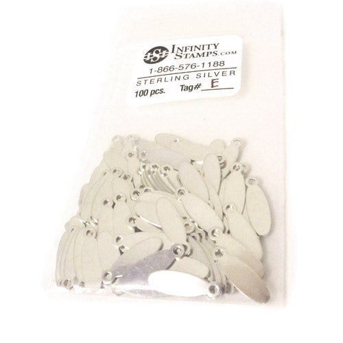 Sterling Silver Jewelry Tag E - 100 Pack