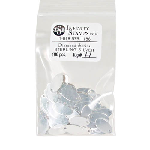 Sterling Silver Jewelry Tag H - 100 Pack